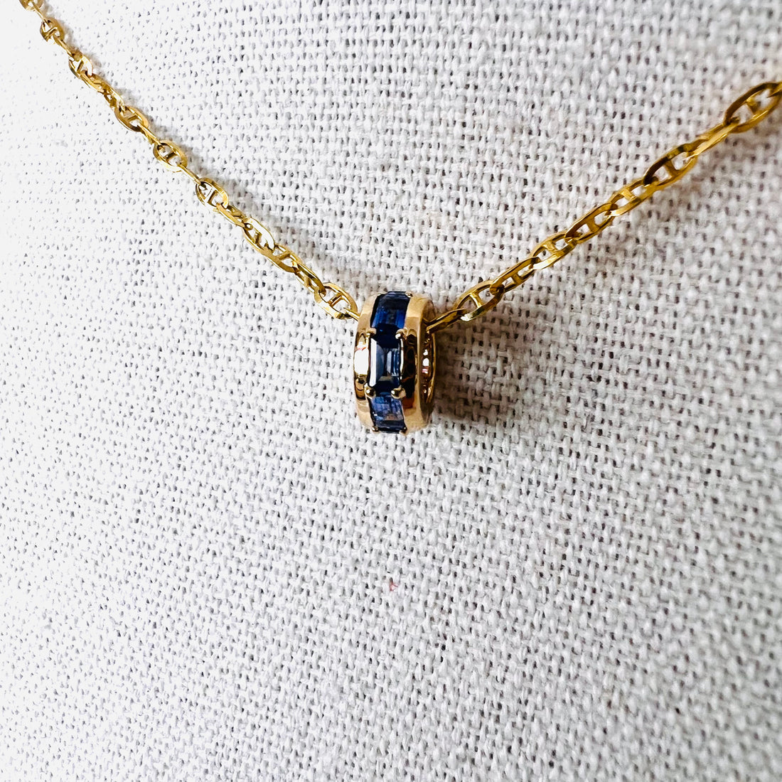 14k blue sapphire baguette rondelle