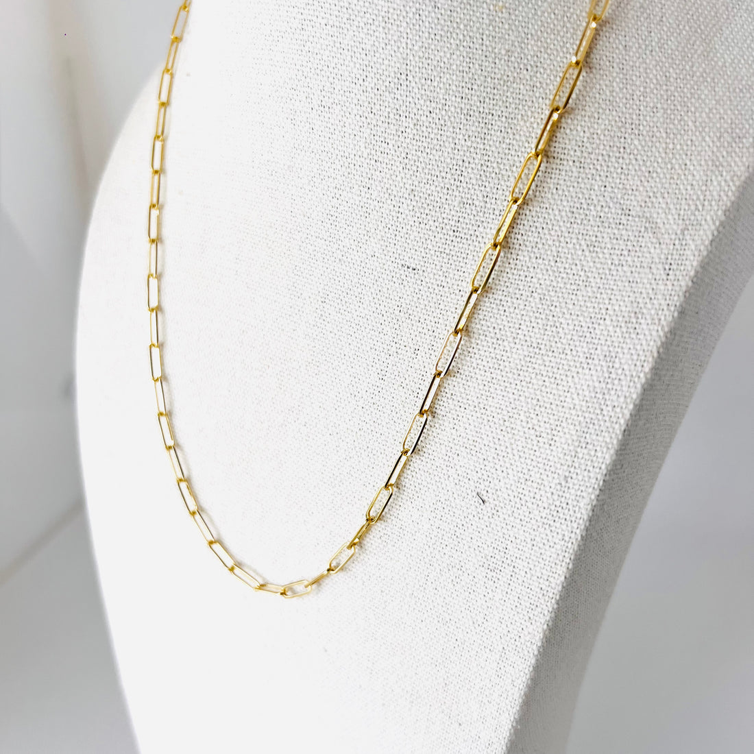 14k large elongated paper clip chain necklace