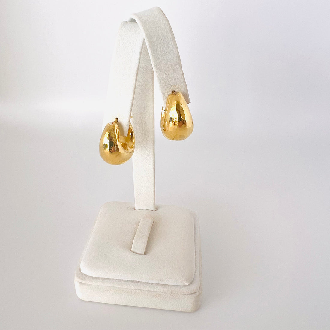 14k yellow gold large hammered hoop earrings
