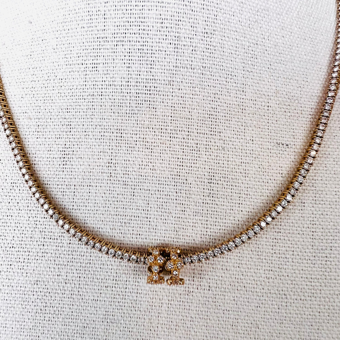 14k gold and diamond cluster rondelle