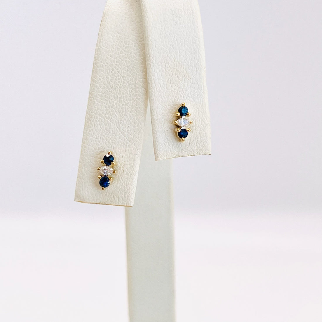 14k blue sapphire and marquis stud