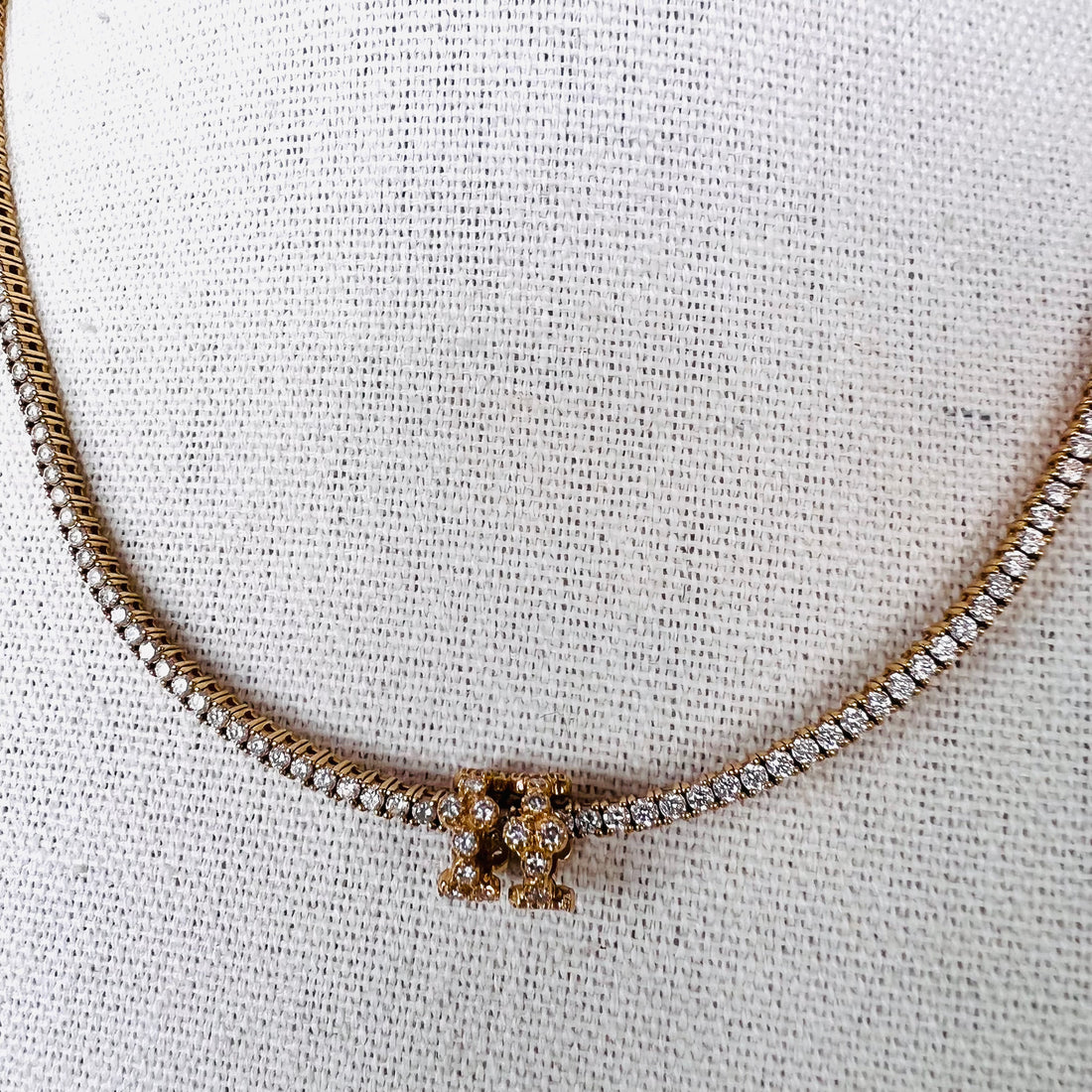 14k gold and diamond cluster rondelle