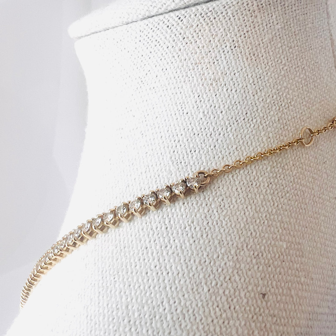 14 k 3 prong diamond tennis necklace