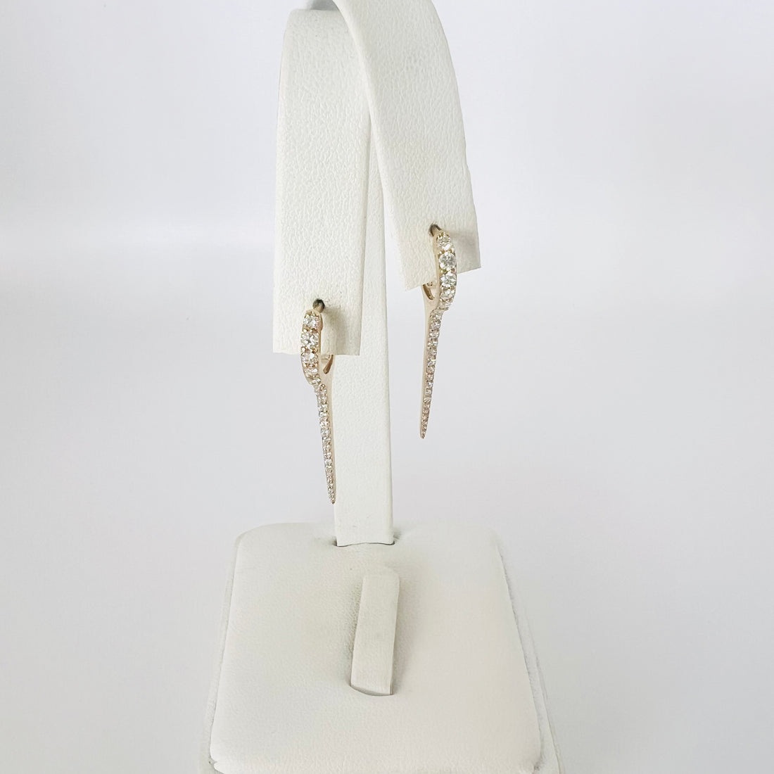 14k  gold and diamond long dagger huggies