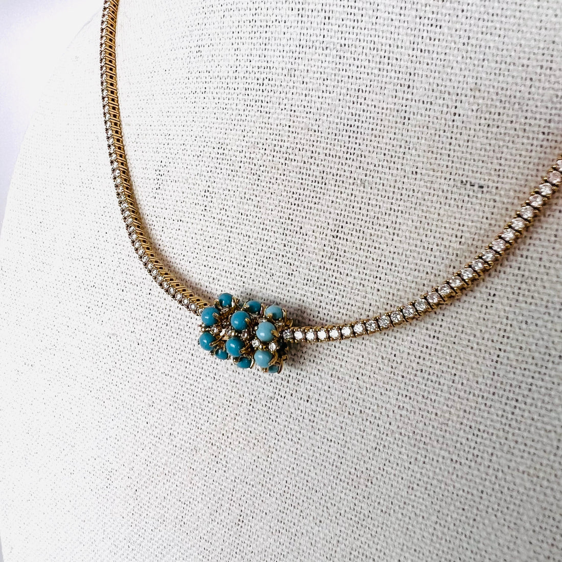 14k turquoise and diamond rondelle