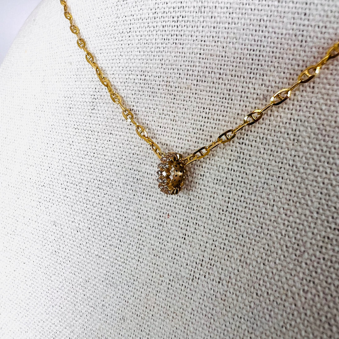 14k gold and split row diamond rondelle