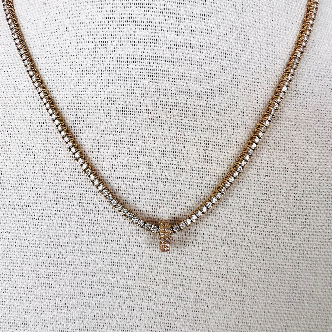 14k gold and split row diamond rondelle