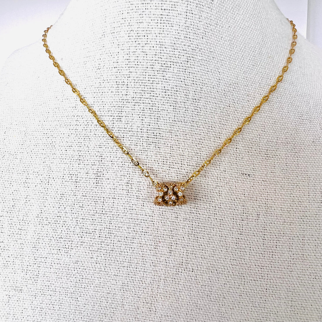 14k gold and diamond cluster rondelle