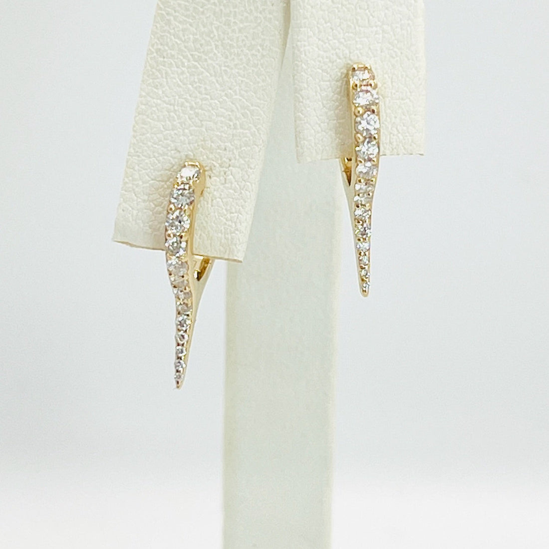 14k gold and diamond dagger huggies