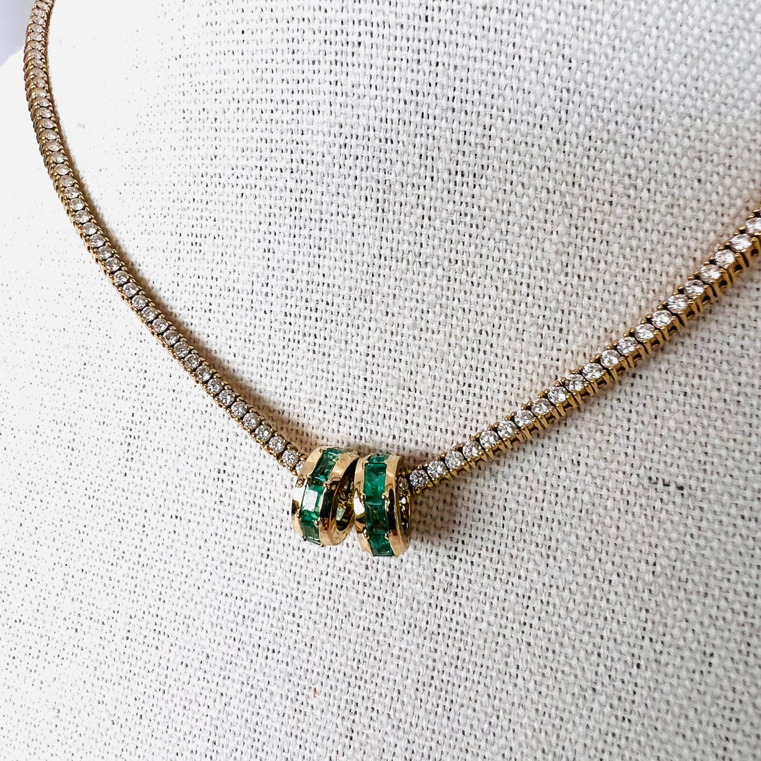 14k emerald baguette rondelle