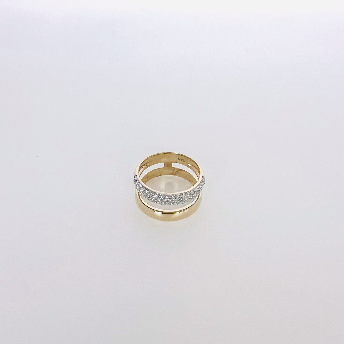 14k pave diamond and gold split band ring