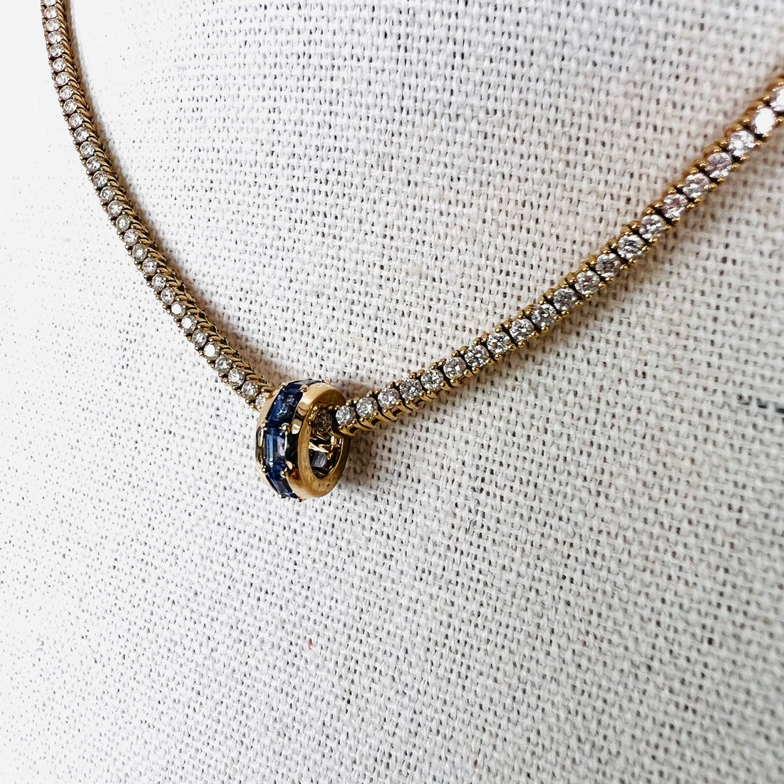 14k blue sapphire baguette rondelle