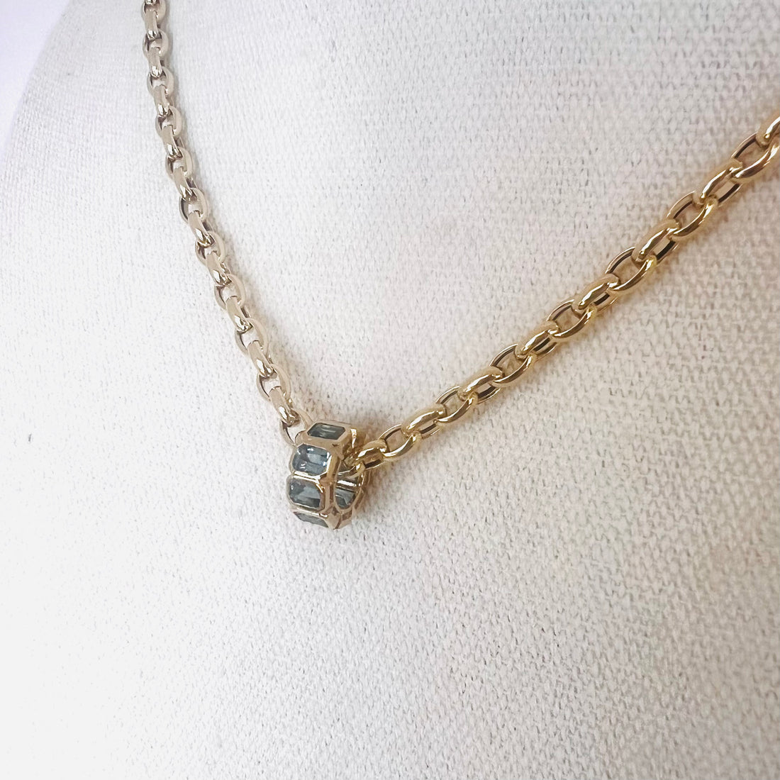 14k London blue topaz baguette rondelle