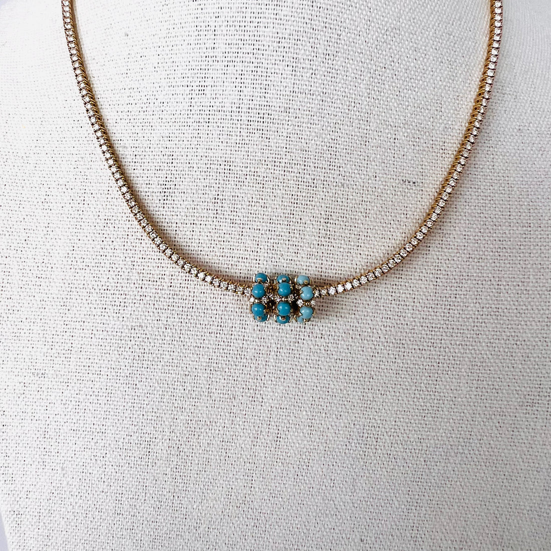 14k turquoise and diamond rondelle