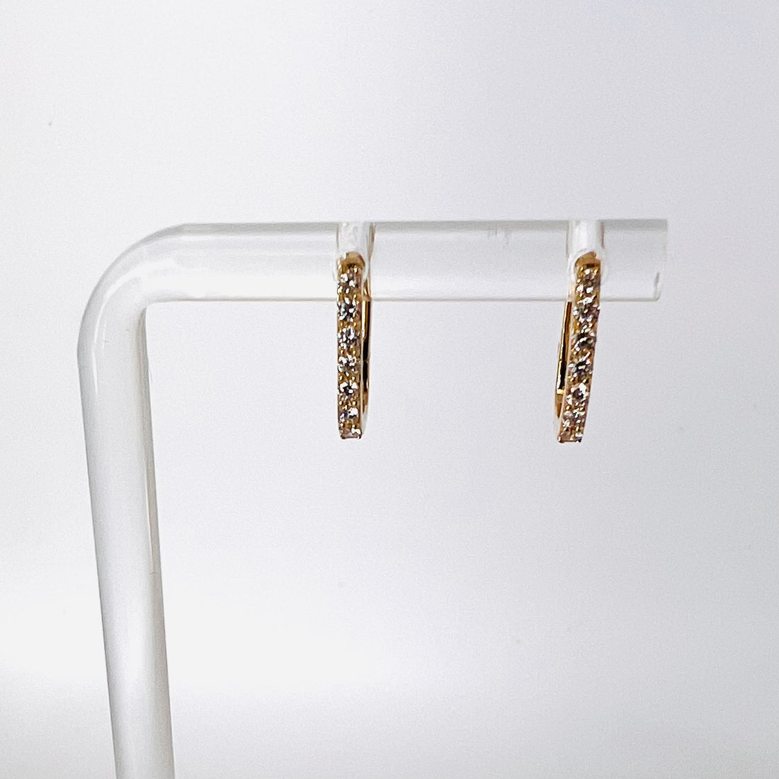 14k gold and diamond U shaped huggies