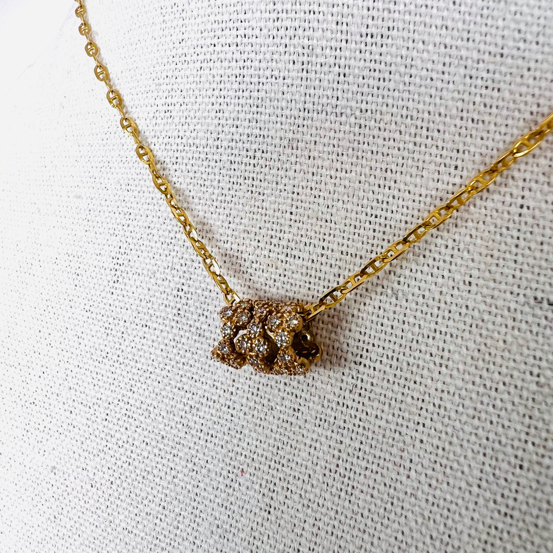 14k gold and diamond cluster rondelle