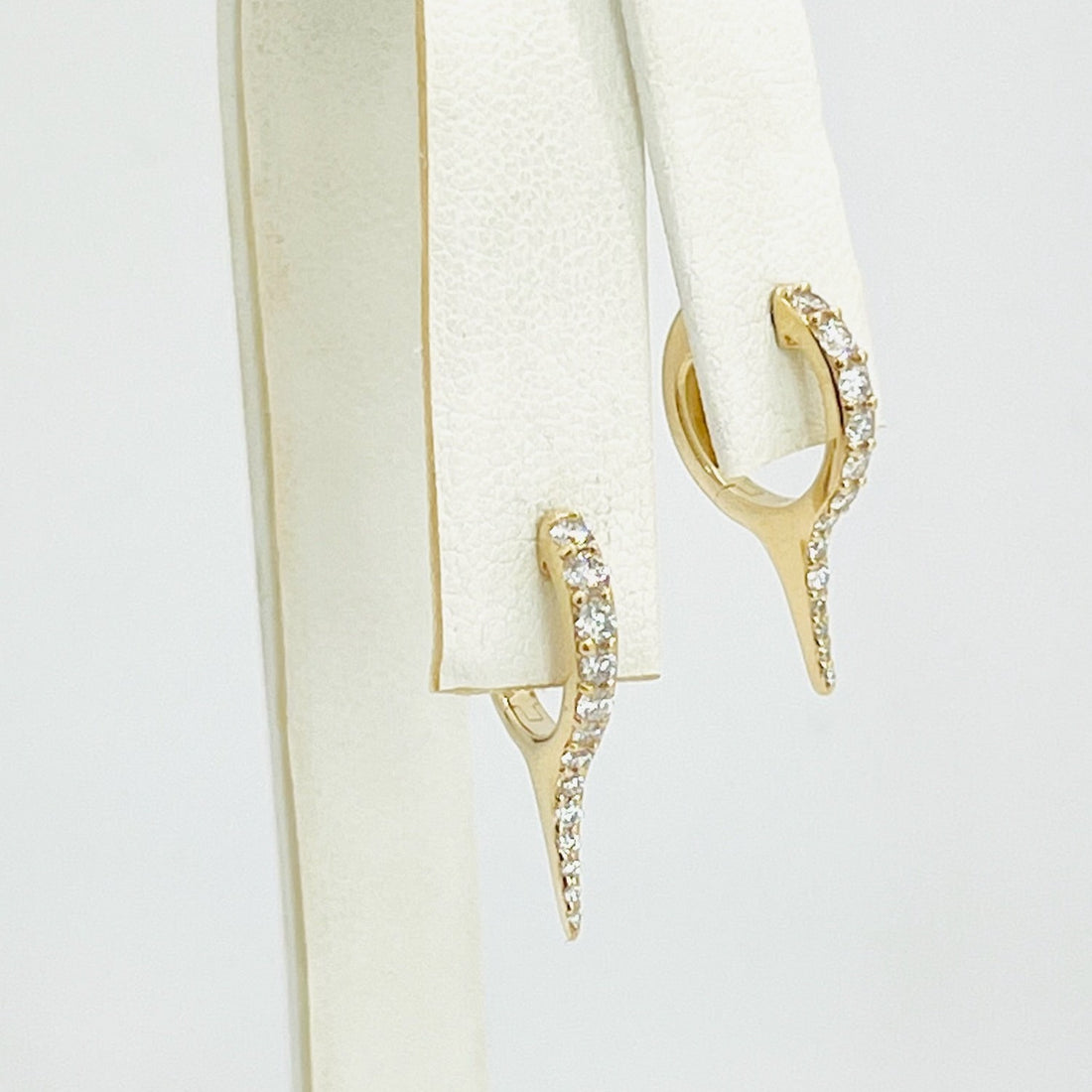 14k gold and diamond dagger huggies