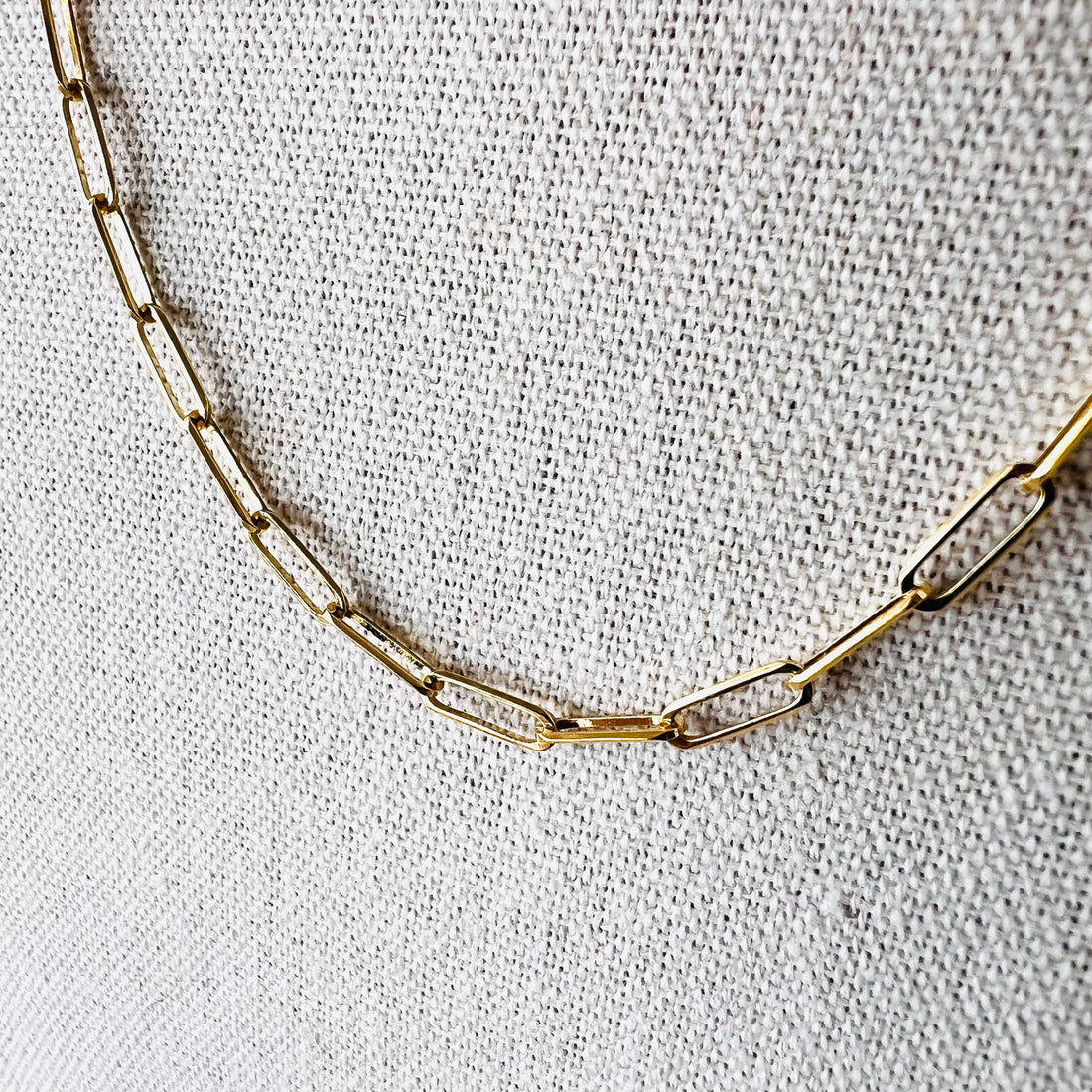 14k large elongated paper clip chain necklace