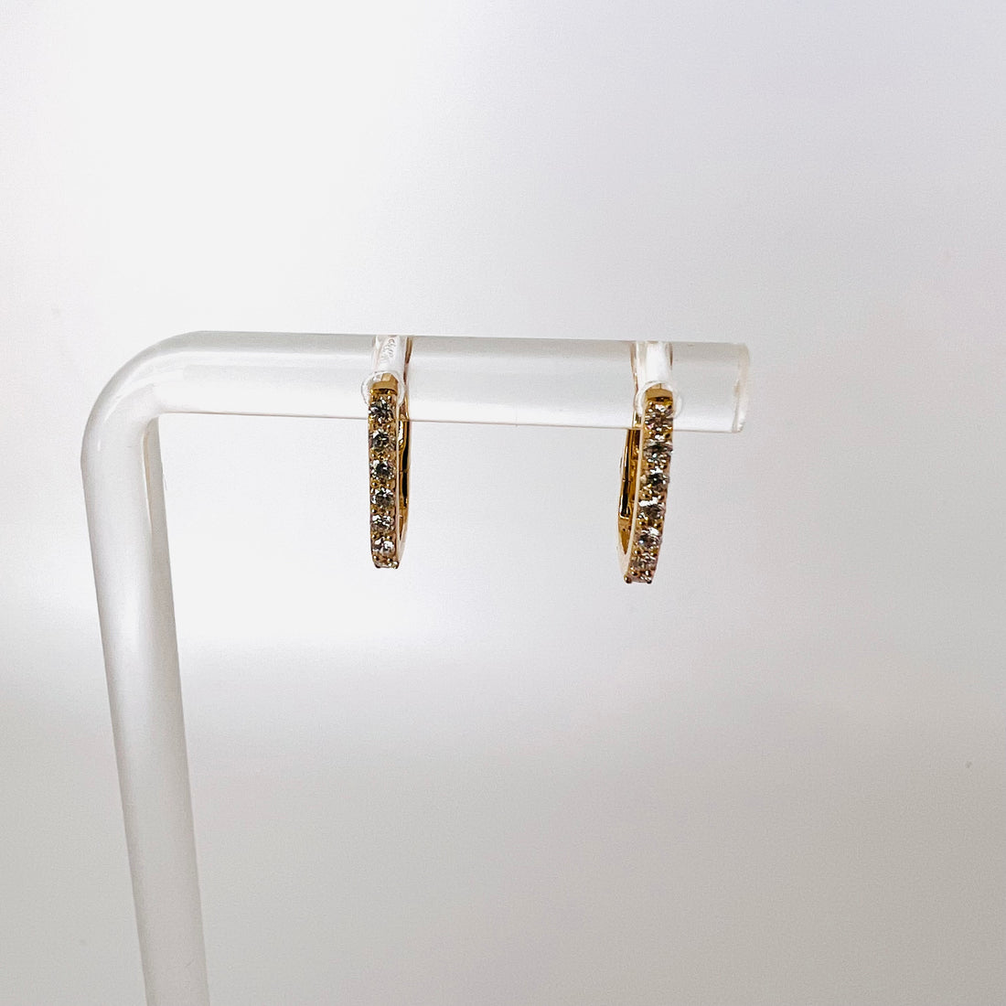 14k gold and diamond U shaped huggies