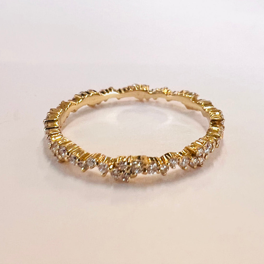 14k diamond pave cluster ring