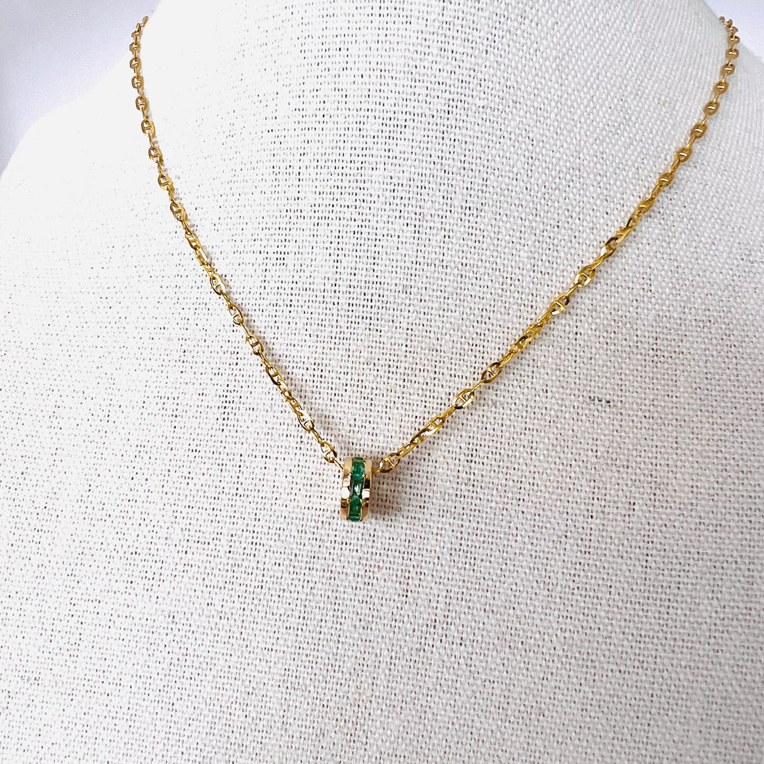 14k emerald baguette rondelle