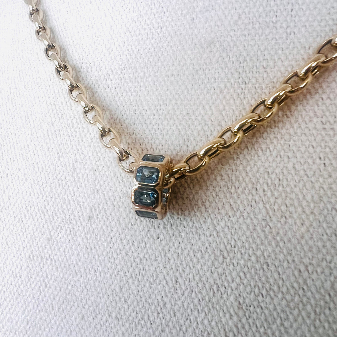 14k London blue topaz baguette rondelle