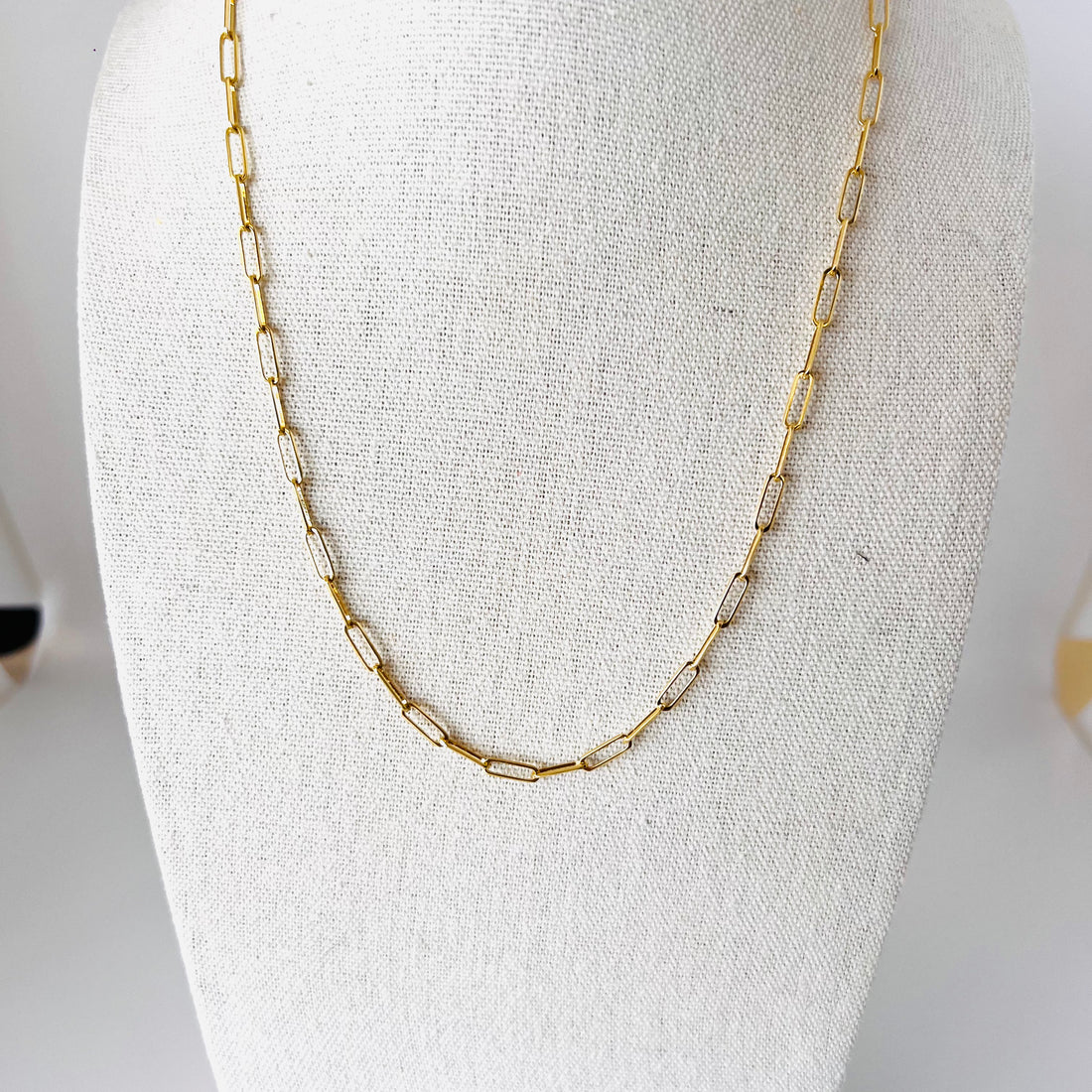 14k large elongated paper clip chain necklace