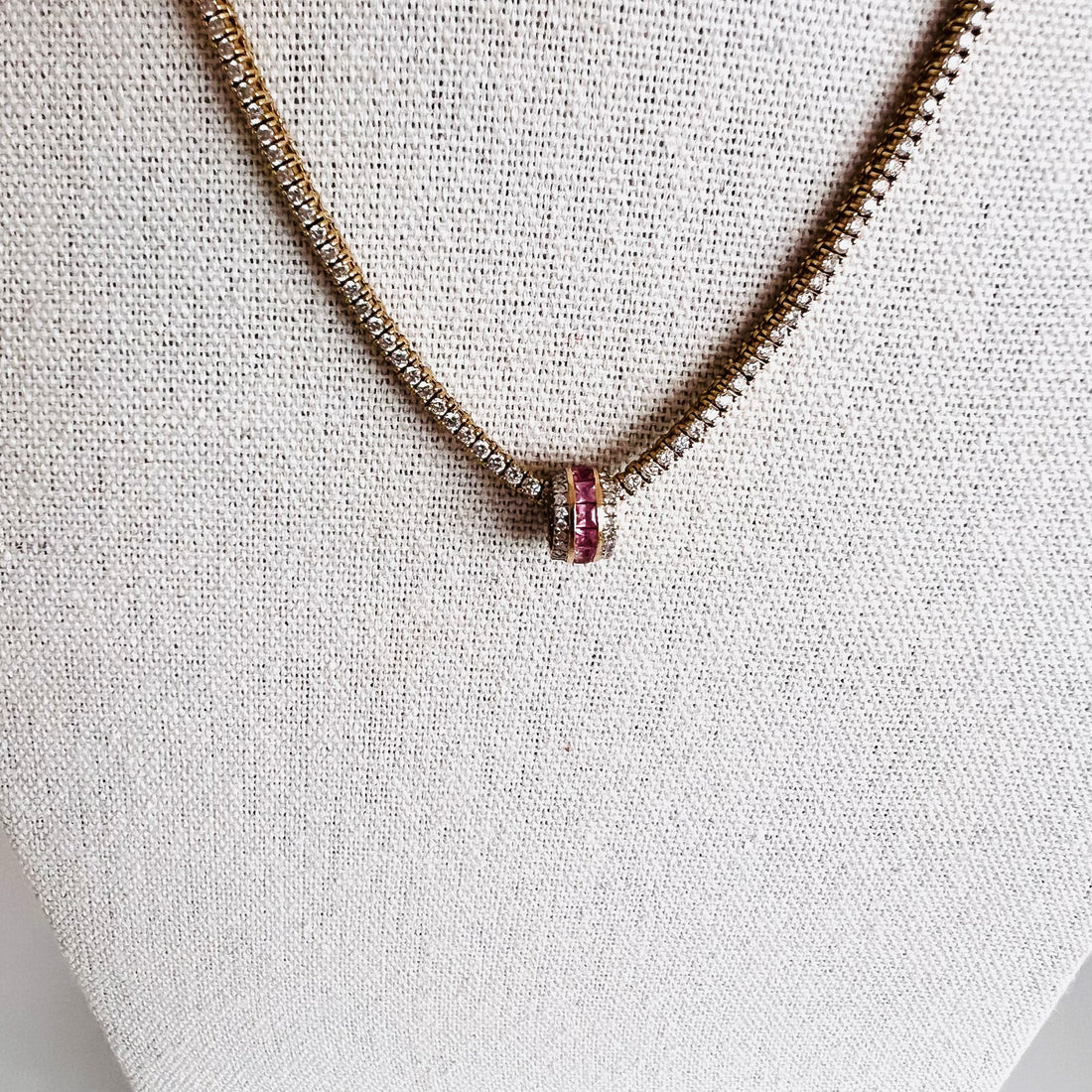 14k diamond and pink sapphire rondelle