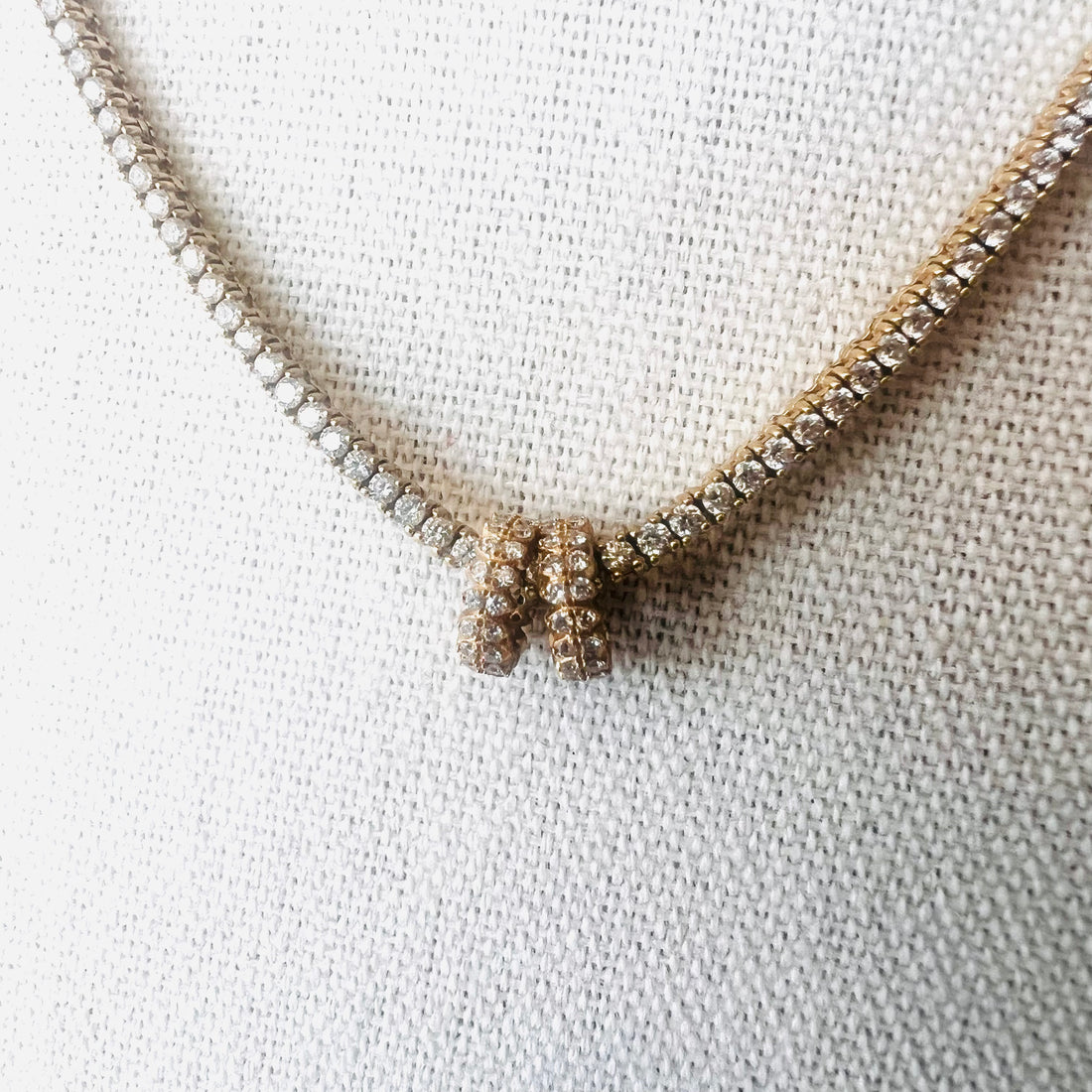 14k gold and split row diamond rondelle