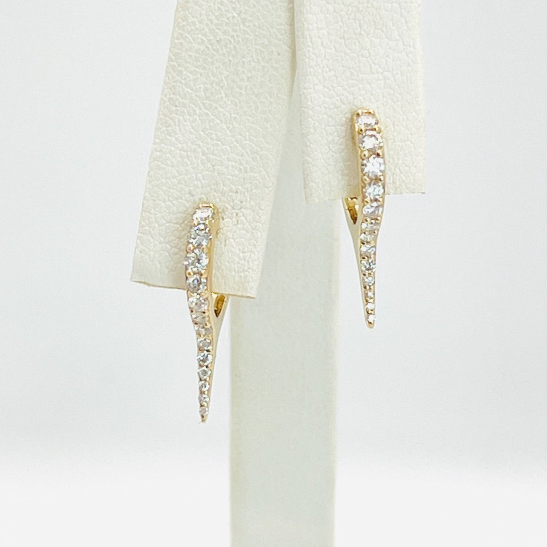 14k gold and diamond dagger huggies