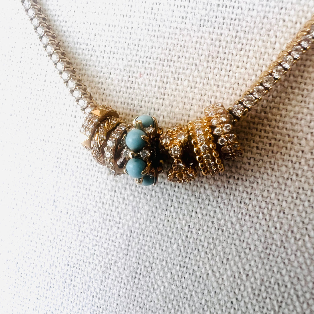 14k gold and split row diamond rondelle