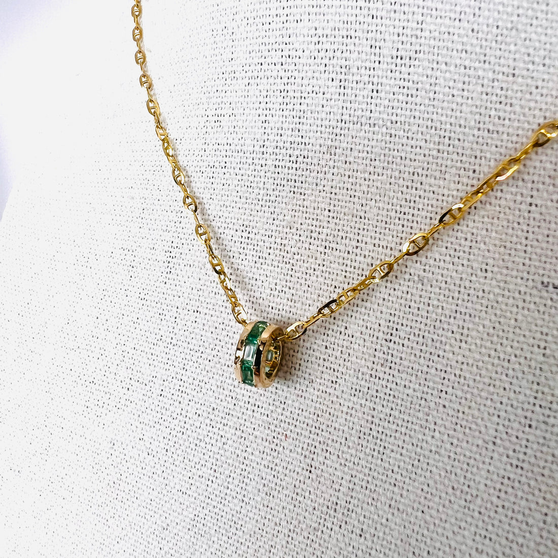 14k emerald baguette rondelle