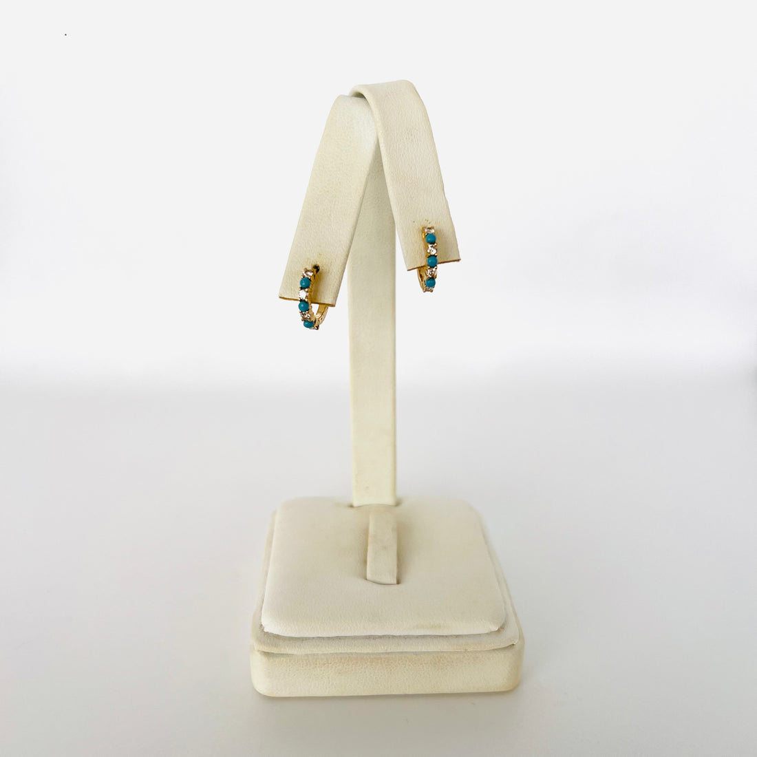 14k turquoise and diamond huggies