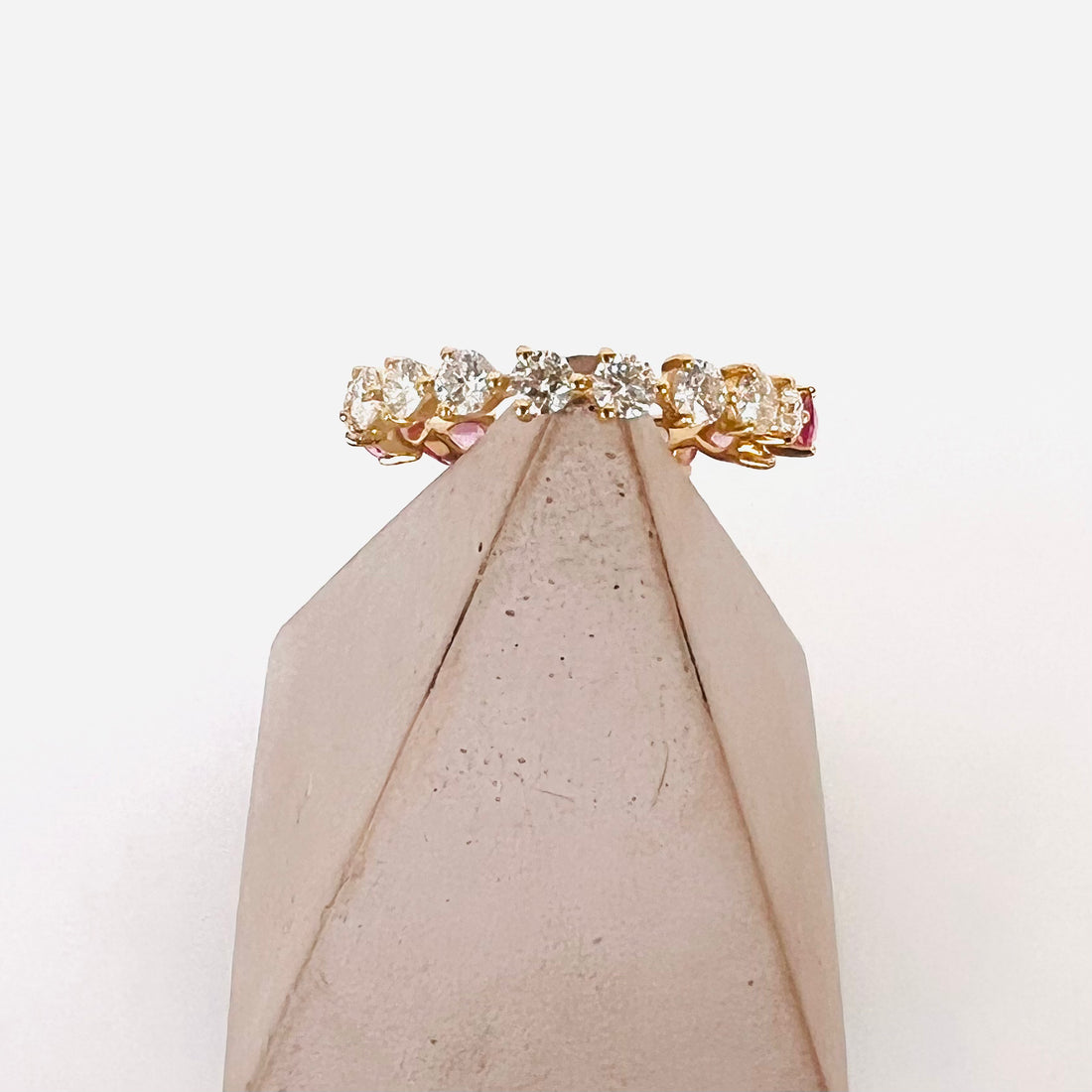 rich pink sapphire and diamond band