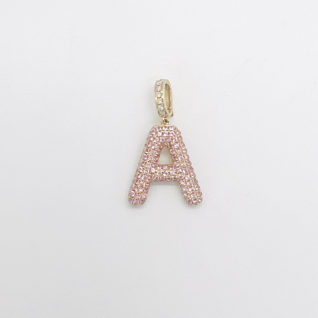 Customizable 14kg single letter sapphire and diamond charm