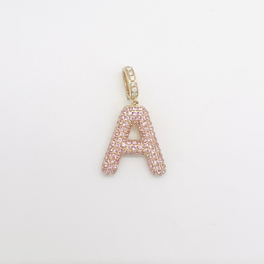 Customizable 14kg single letter sapphire and diamond charm
