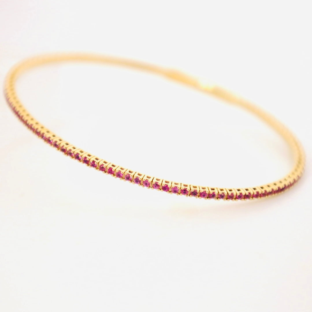 14k pink sapphire bangle bracelet