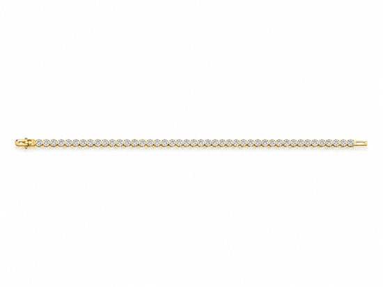 14K gold round lab diamond tennis bracelet, close-up detail