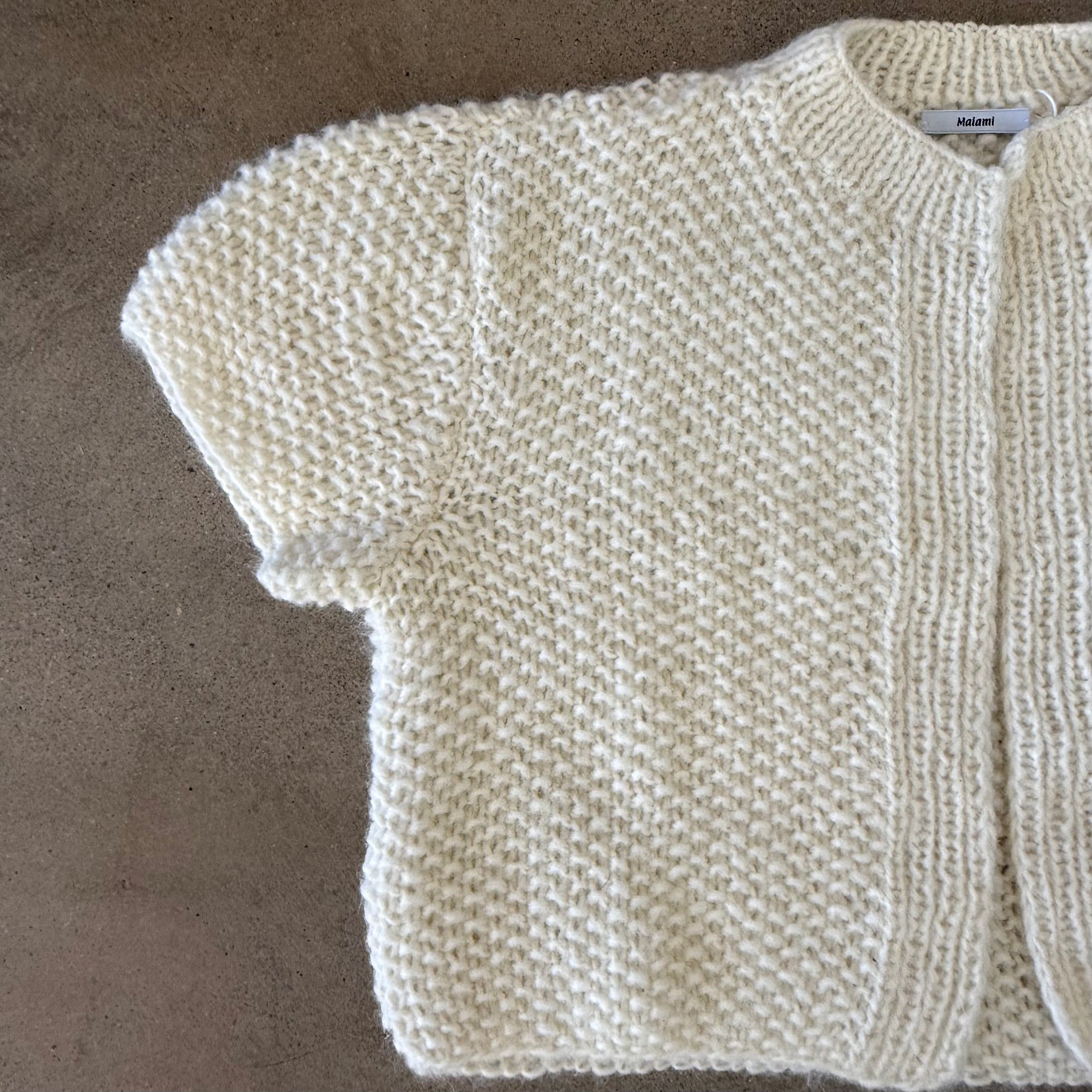 Alpaca short sleeved cardigan in cream