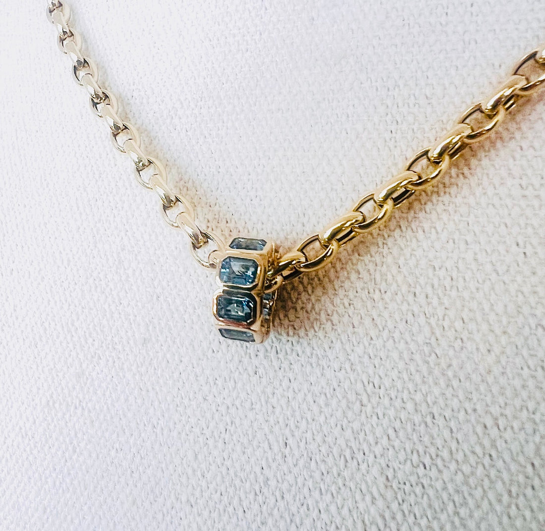 14k London blue topaz baguette rondelle