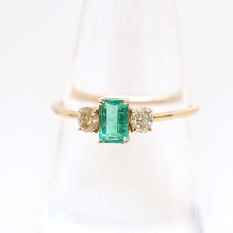 14k gold emerald and citrine ring