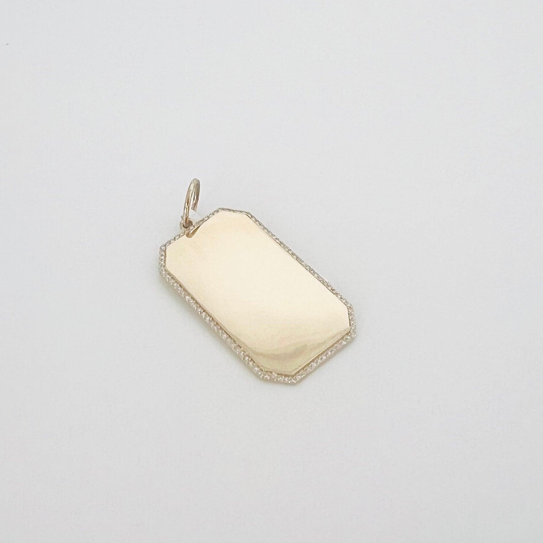 14k gold and diamond halo dog tag pendant