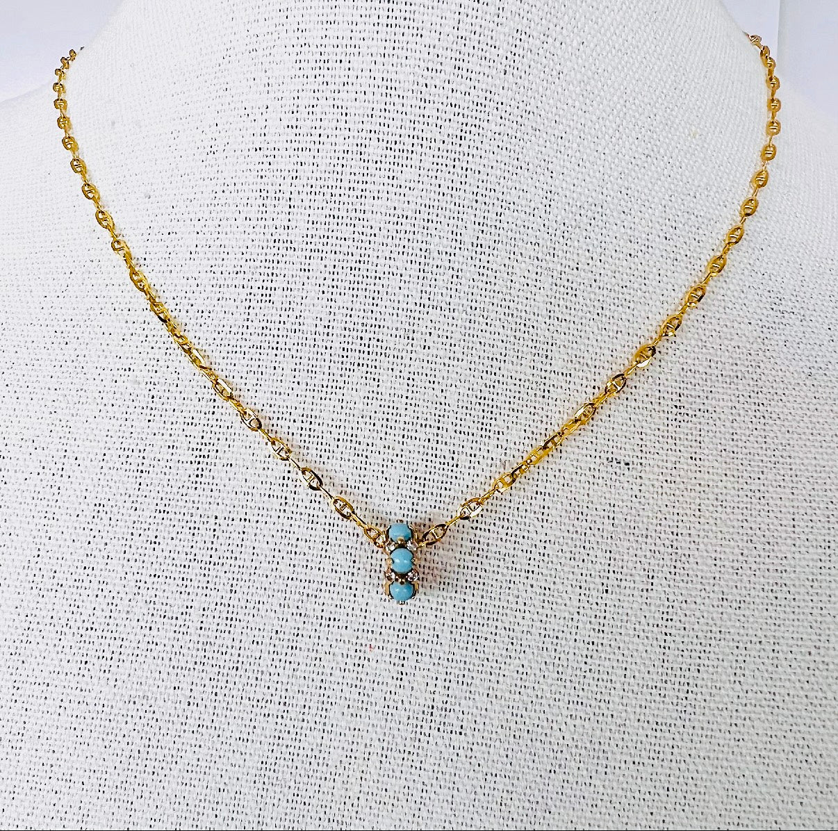 14k turquoise and diamond rondelle