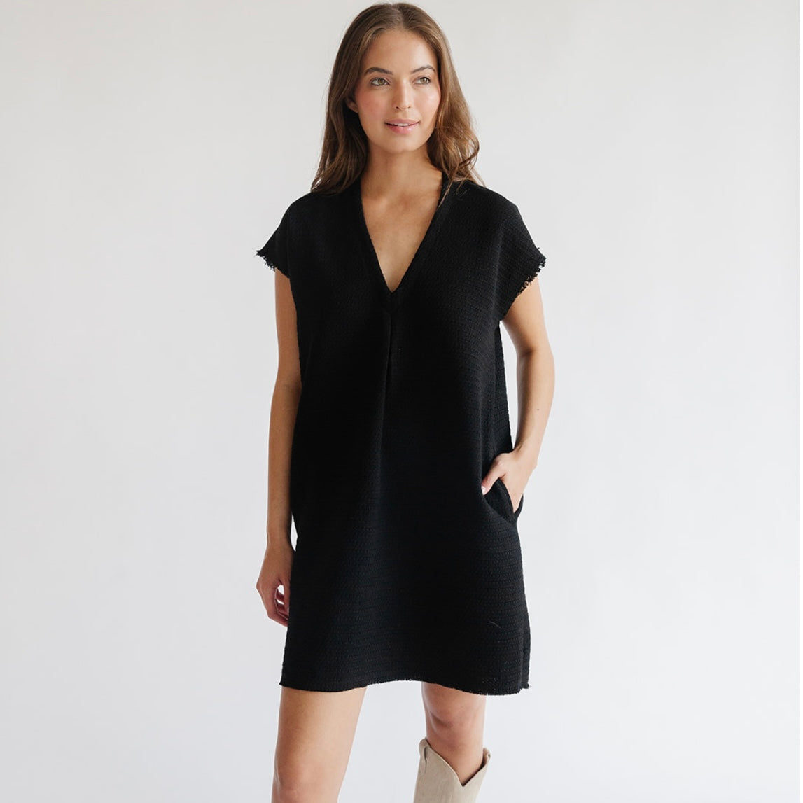 the JEWEL dress in black tweed