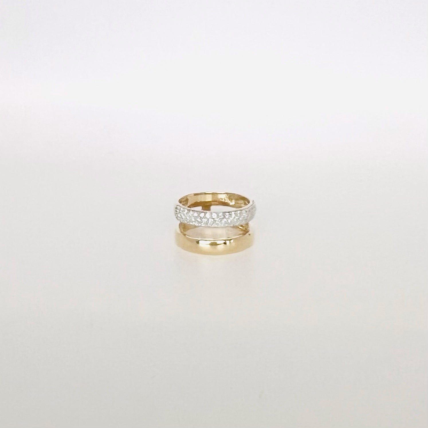 14k pave diamond and gold split band ring