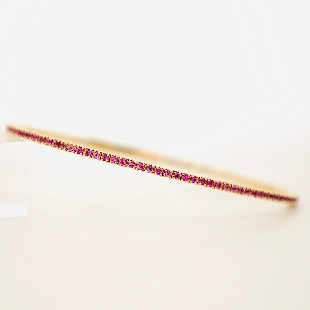 14k pink sapphire bangle bracelet