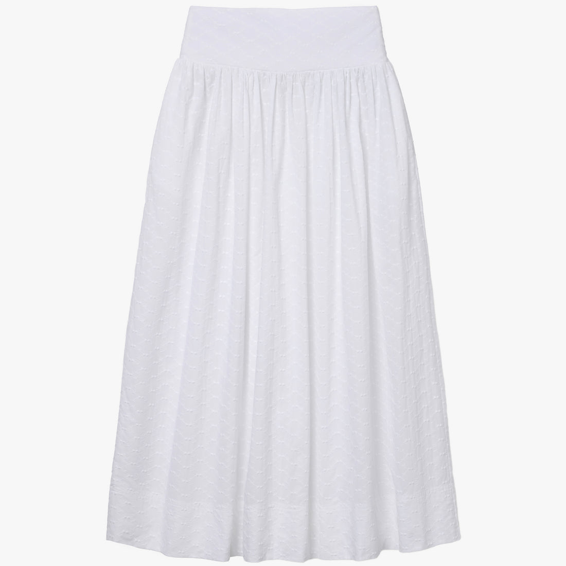 the BELLE pleated skirt in white eyelet