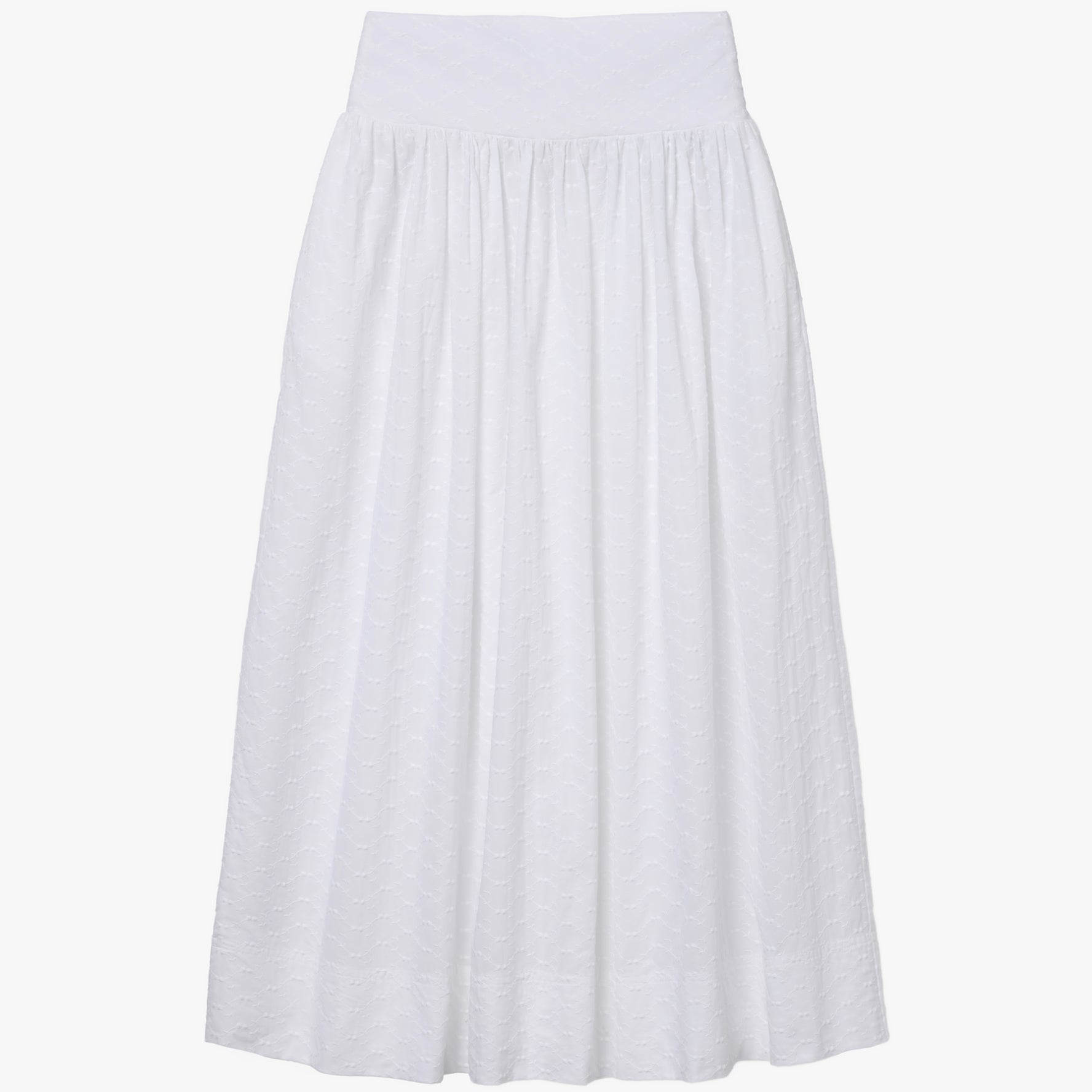 the BELLE pleated skirt in white eyelet