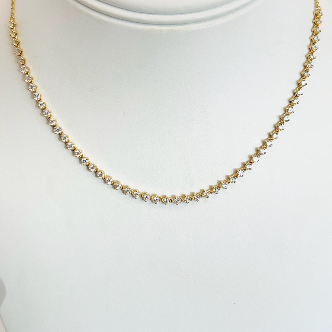 Adjustable 14k gold diamond tennis necklace