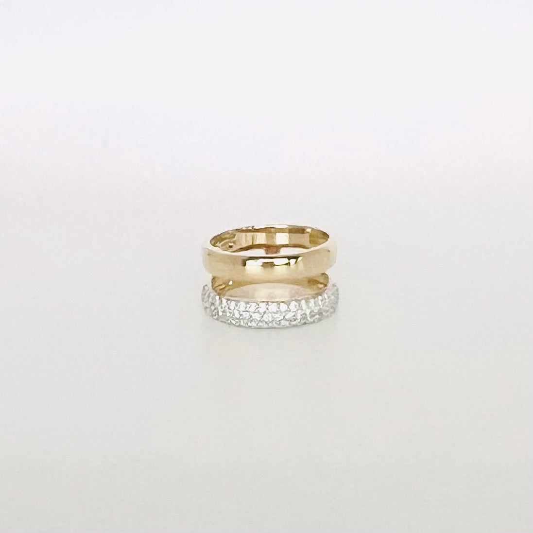 14k pave diamond and gold split band ring